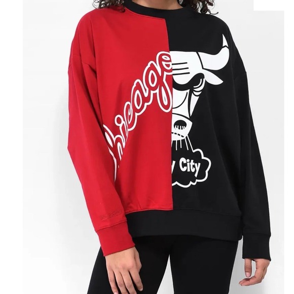 Mitchell & Ness NBA Chicago Bulls Big Face 5.0 Women's‎ L Sweatshirt Flaw HWC - Picture 1 of 10